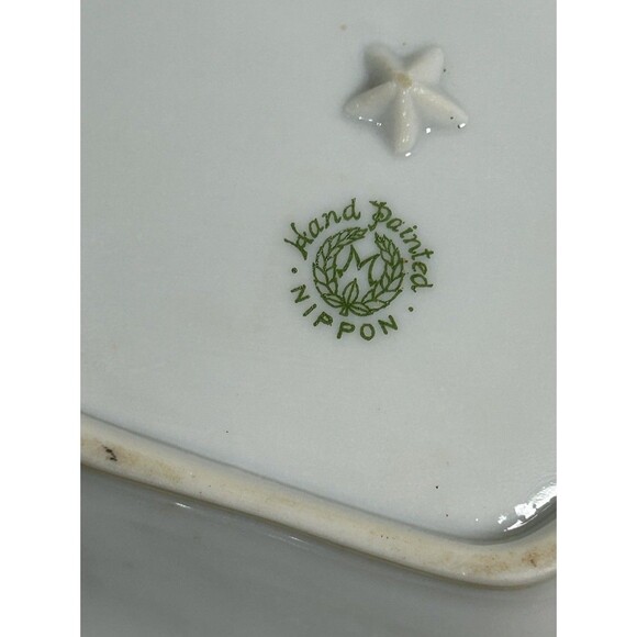 Antique Nippon Morimura Hand Painted Serving Bowl Pink Floral Gold Trim CHIP - Picture 7 of 8